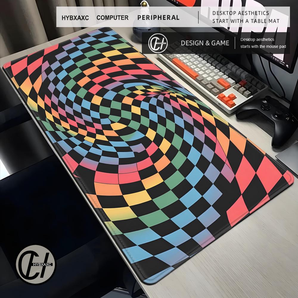 Retro Gaming Xl - XL Checkered Rainbow Desk Mat Fun
