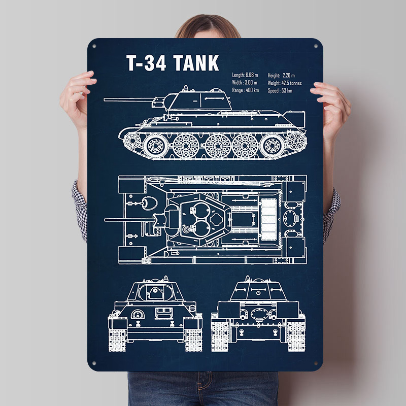 Retro Gaming Desk - T 34 Tank Printing Poster Customized