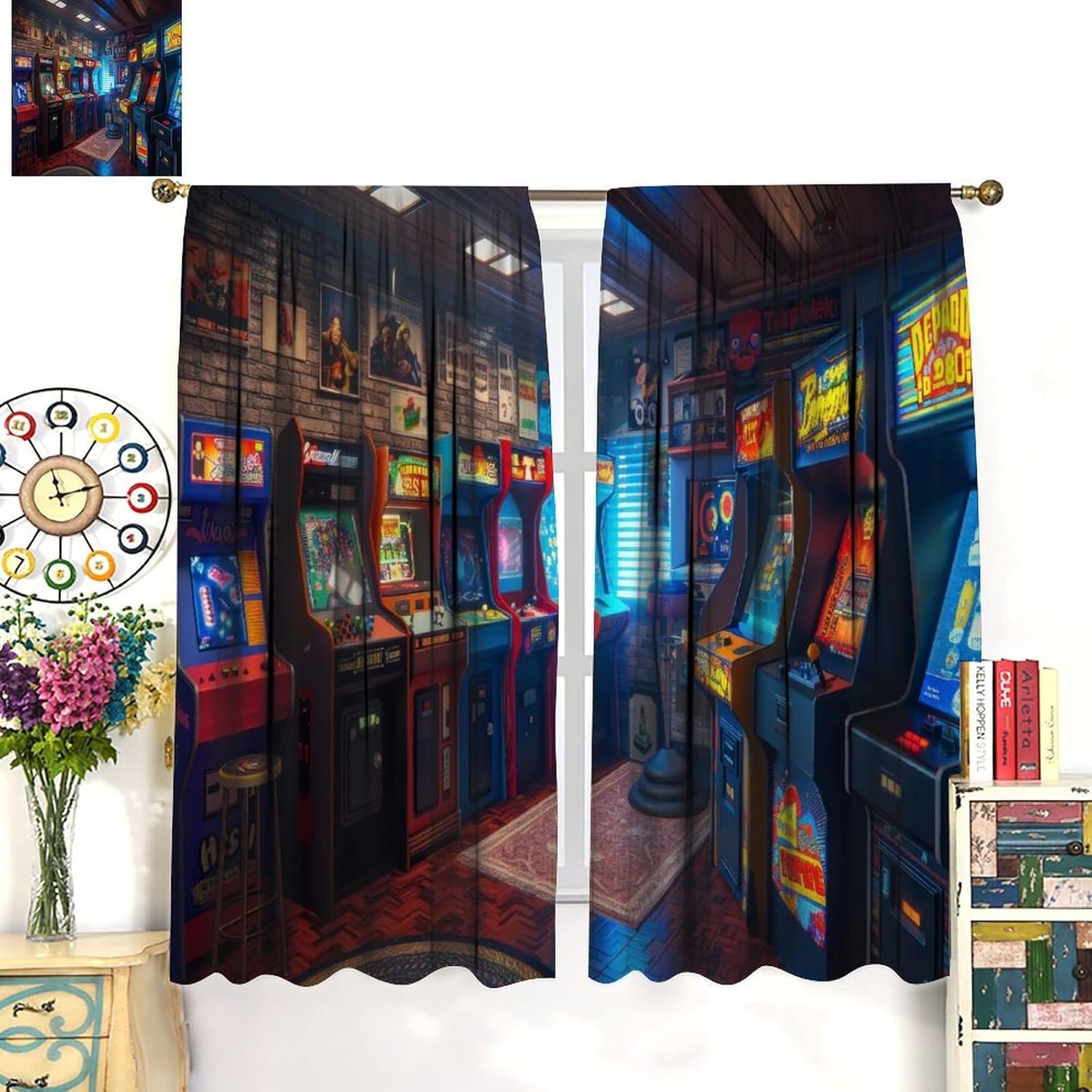 90s Arcade Blackout Curtains G - Retro Gaming Cafe のレビューと価格