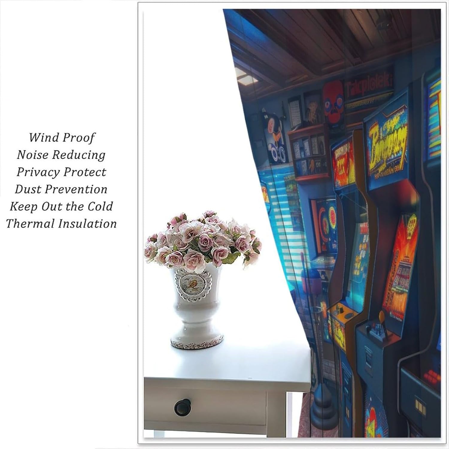 90s Arcade Blackout Curtains G - Retro Gaming Cafe のレビューと価格