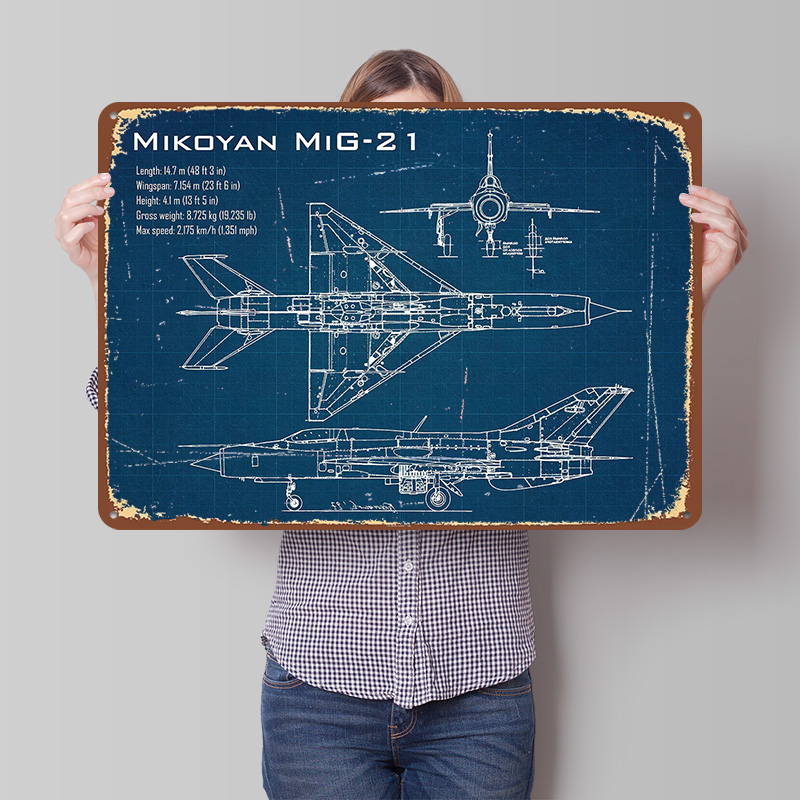 Mig 21 Aircraft Printed Poster - Retro Gaming Desk のレビューと価格