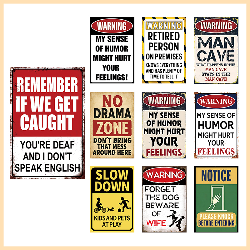 Vintage Funny Warning Metal Ti - Retro Gaming Cafe のレビューと価格