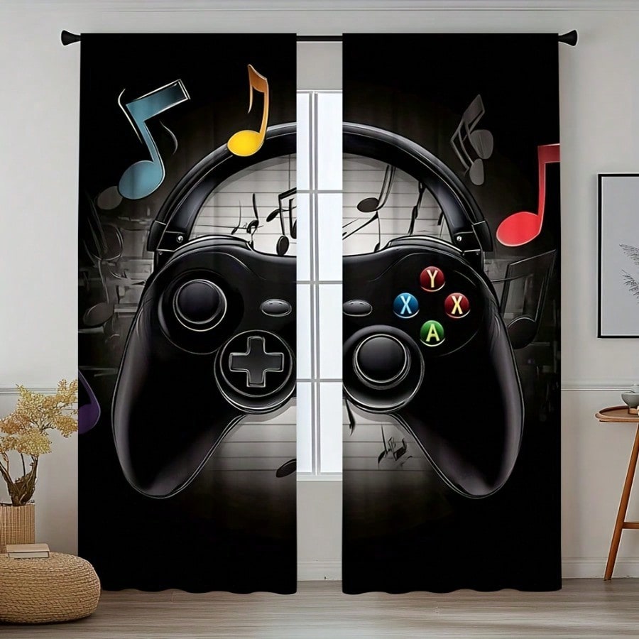 2pcs Retro Gaming Room Curtain - Retro Gaming Cafe のレビューと価格