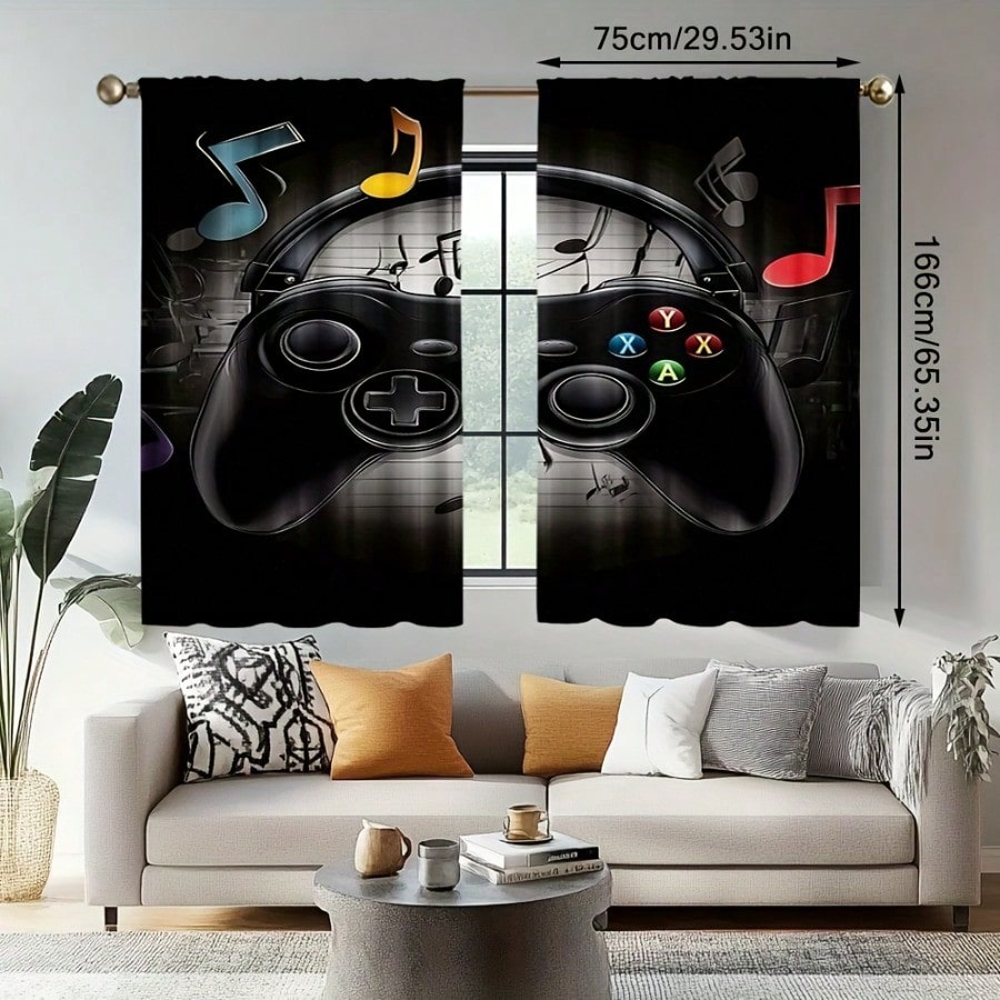 2pcs Retro Gaming Room Curtain - Retro Gaming Cafe のレビューと価格