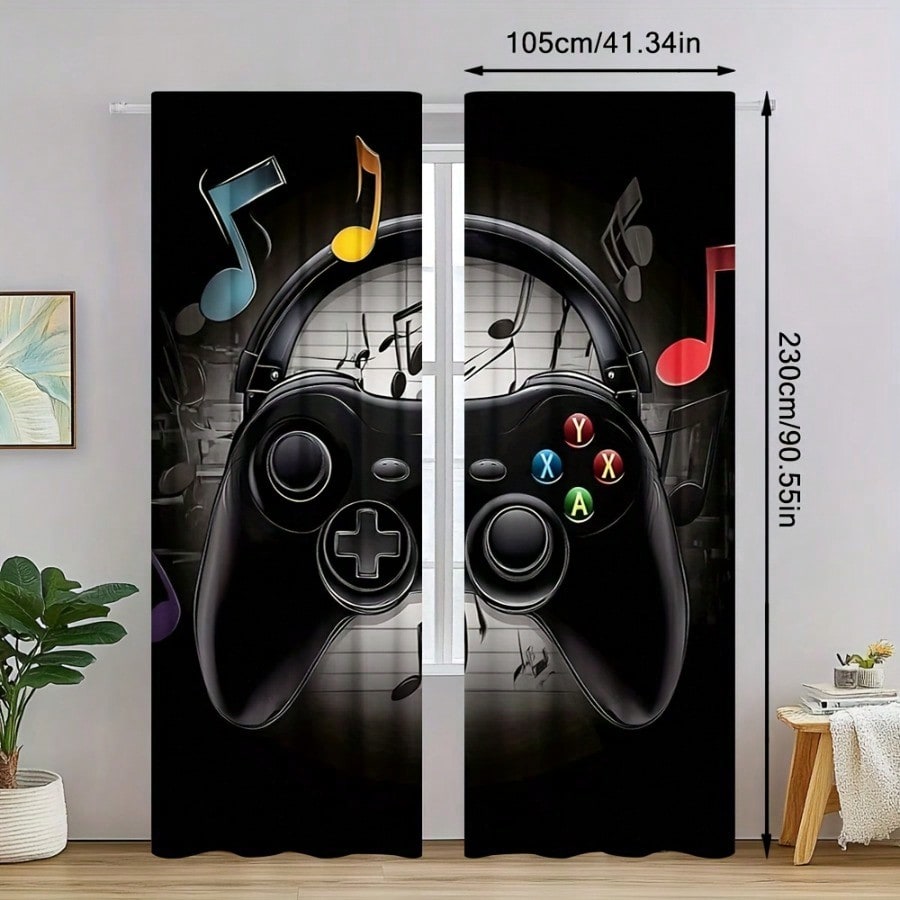 2pcs Retro Gaming Room Curtain - Retro Gaming Cafe のレビューと価格
