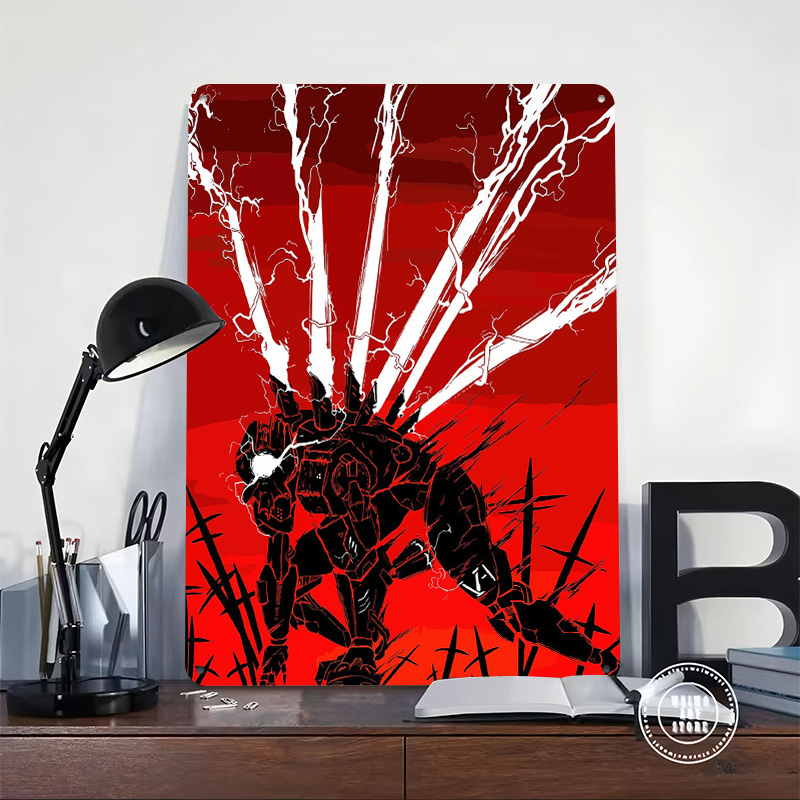 Mech With Lightning on Red Bac - Background Retro Gaming のレビューと価格