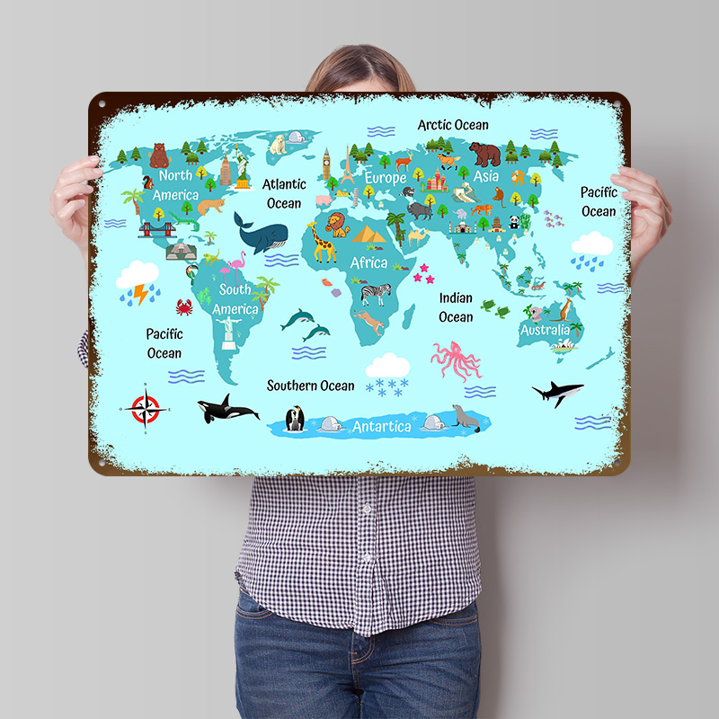 Kids World Map Printed Poster  - World Of Retro Gaming のレビューと価格