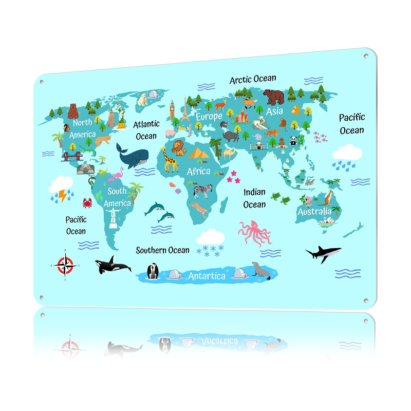 Kids World Map Printed Poster  - World Of Retro Gaming のレビューと価格