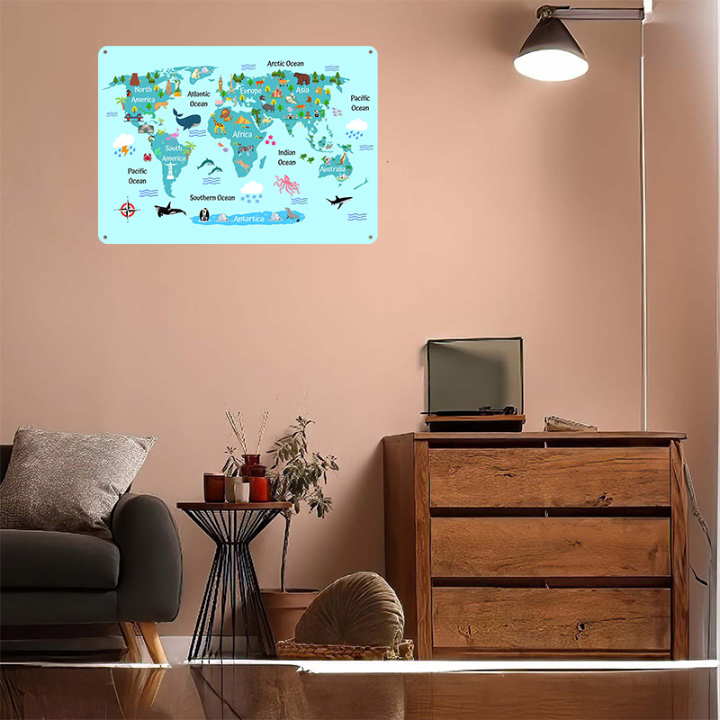 Kids World Map Printed Poster  - World Of Retro Gaming のレビューと価格